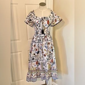 Tory Burch Poetry of Things Floral Midi Dress - White and Multicolor